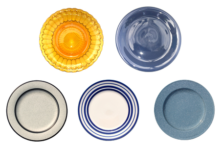 group empty plate on isolatedの写真素材