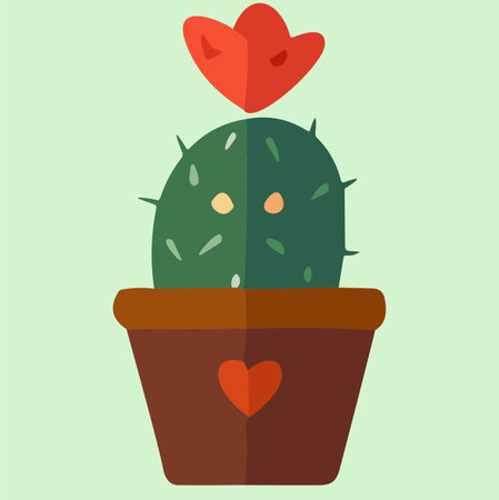 Cute cactus in a pot with a heart. Vector illustrationのイラスト素材