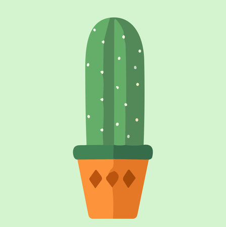 Cactus in pot flat icon, vector graphics, a colorful solid pattern on a green background, eps 10.のイラスト素材