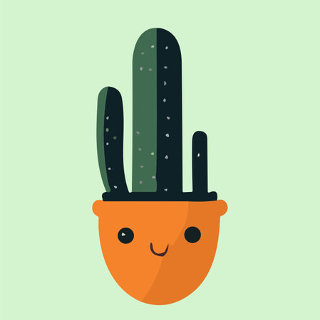 Cute cactus in a pot. Vector illustration in flat styleのイラスト素材