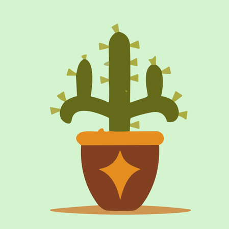Cactus in a pot. Vector illustration in flat design style.のイラスト素材