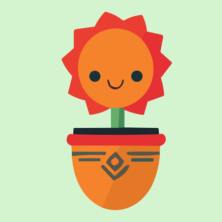 Cute flower in pot flat icon. Vector illustration, eps 10のイラスト素材