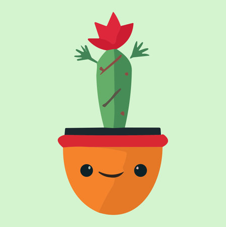 Cute cactus in a pot. Vector illustration in flat styleのイラスト素材