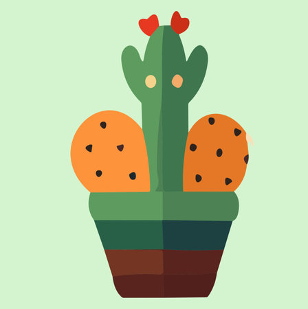 Immerse yourself in a whimsical desert wonderland with this vibrant illustration featuring a collection of super cute cactiのイラスト素材