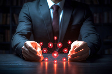 This picture features a professional businessman icon engaged in the process of selecting an...