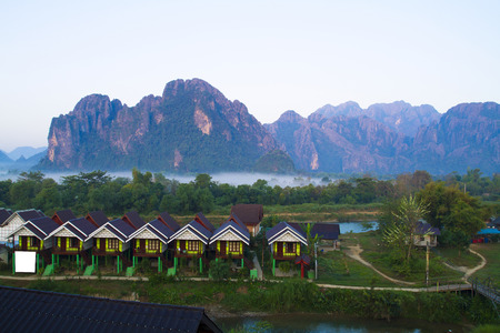 Sunset scene in Vang Vieng, Laos のeditorial素材