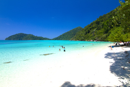 Tropical beach against blue sky at Koh Mai ngam in Surin Islands national park in Phang Nga, Thailandのeditorial素材