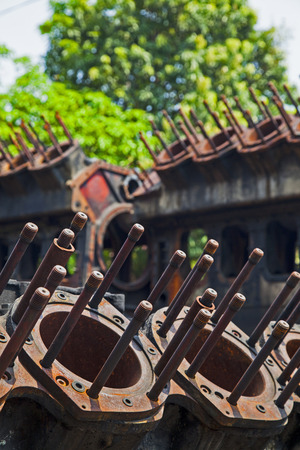 Impressions of the cylinder block of the car with a strong engine size.の写真素材