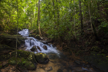 Tropical waterfall in the forest,Ton Chong Fa in khao lak Phangnga South of Thailand