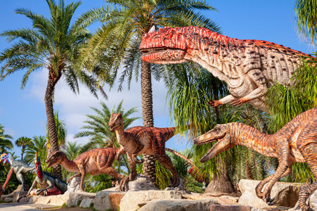 Nong Nooch Garden, PATTAYA, THAILAND - April 1, 2020: Dinosaur Valley? in Nong Nooch Tropical Botanical Garden, Pattaya, Thailand.のeditorial素材