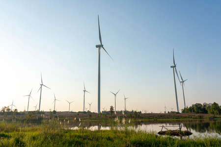 Wind turbines farm, renewable energy,Huai Bong Wind Farm Dan Khun Thot Nakhon Ratchasima Province,...