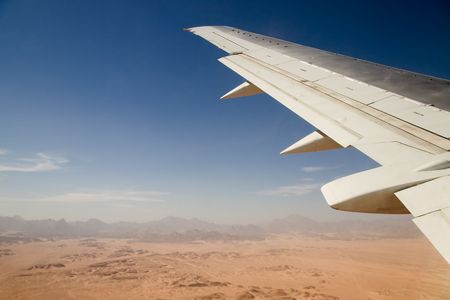 view from airplane window, free space for your textの写真素材