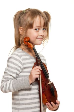 Little girl with 1/16 violin.の写真素材
