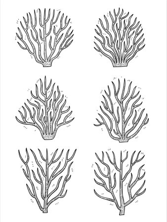 hand drawn side view tree vector set isolated on white background.のイラスト素材