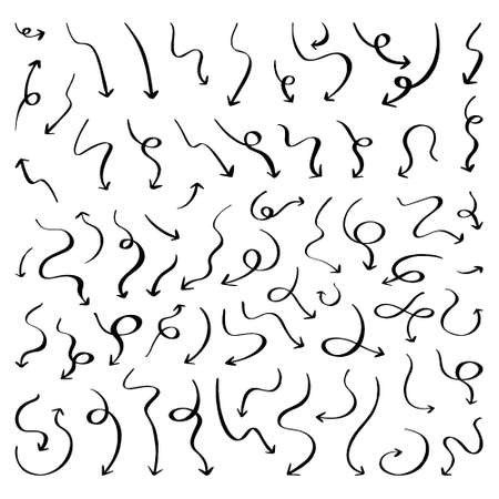 hand drawn vector set of arrow isolated on white background.のイラスト素材