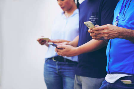 Young Influencer millennial Using Social Media on Smartphone, Like, Follow, Comment and share social...