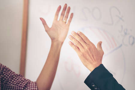 Handshake partnership deal meeting. Successful businessmen handshaking after good deal. business...