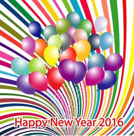 balloons colorful happy new year 2016のイラスト素材