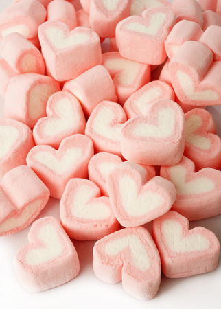 pink heart shaped marshmallowsの写真素材