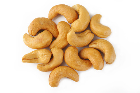 Cashew nut on white backgroundの写真素材