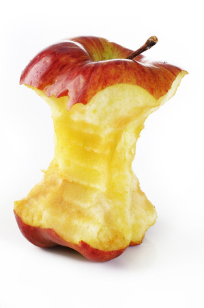 Apple core on white backgroundの写真素材
