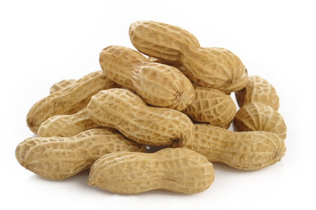 Peanuts on white background