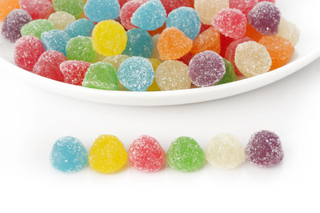 Fruit candy on white backgroundの写真素材
