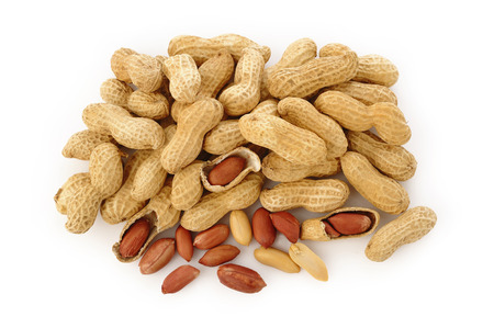 Peanuts on white background