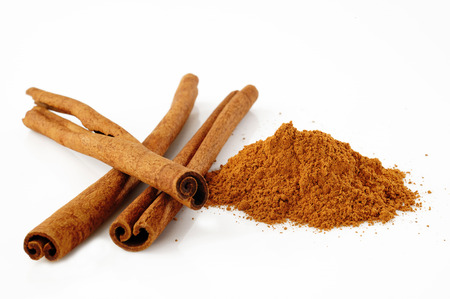 cinnamon on white backgroundの写真素材