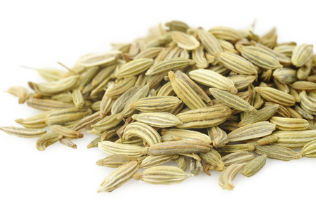 fennel seeds on white backgroundの写真素材