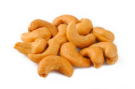 Cashew nut on white backgroundの写真素材