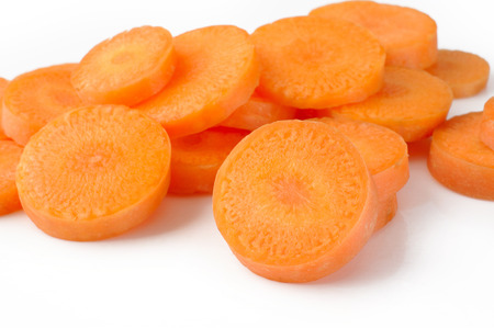 Carrot slice on white backgroundの写真素材