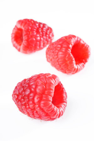 Raspberry fruit on white backgroundの写真素材