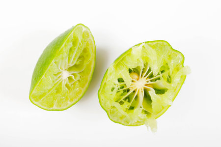Green lime on white backgroundの写真素材