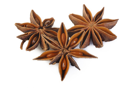 Anise stars on white backgroundの写真素材