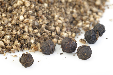 black pepper and black pepper powderの写真素材