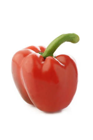 ripe red pepper isolated on white backgroundの写真素材