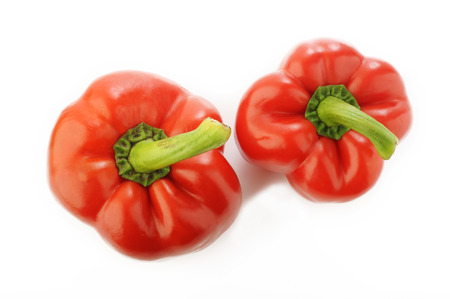 ripe red pepper isolated on white backgroundの写真素材