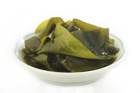 Fresh Seaweed wakame in bowlの写真素材