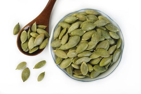 Roasted pumpkin seeds with saltの写真素材