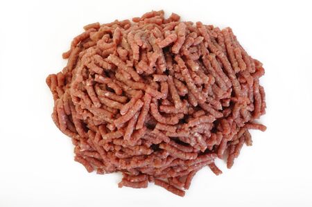 fresh minced meat on white backgroundの写真素材