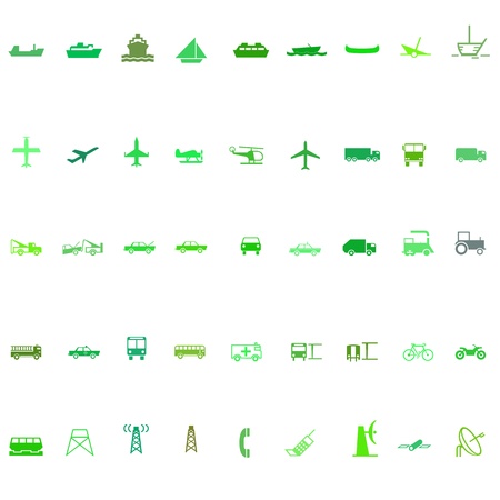 Transport silhouette icon set green seriesのイラスト素材
