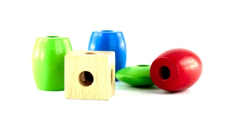 Colored wooden toys for the buildingの写真素材