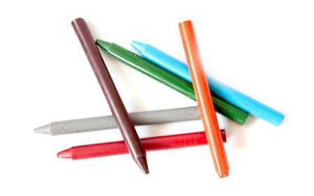 wax crayons isolated on whiteの写真素材