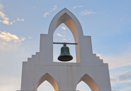 Bell of an old church with blue domeの写真素材