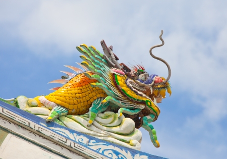 Dragon on the column in Chinese templeの写真素材