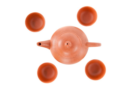 Clay teapot with cup for the Chinese teaの写真素材