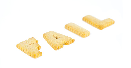 FAIL alphabet chocolate cookies isolated on white background