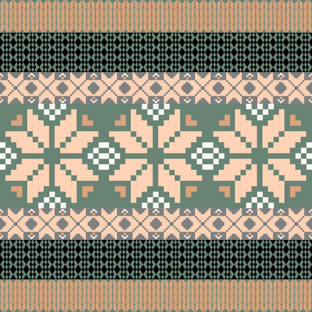 Earthy Tone Floral, Ethnic-inspired seamless pixel pattern with handcrafted weaving motifs. Perfect for folk-style textile prints, digital fabrics, and cultural design projects.のイラスト素材