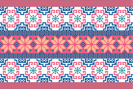 Retro Style Floral, Ethnic-inspired seamless pixel pattern with handcrafted weaving motifs. Perfect...